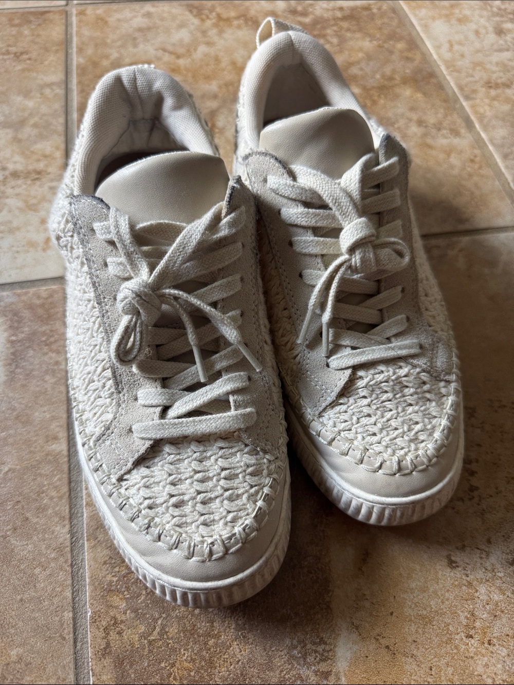 Dolce Vita Woven Lace-Up Women's Sneakers — Cream